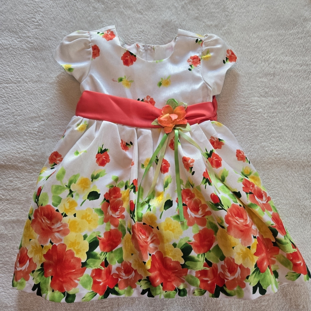 Bonnie Jean 2T Floral Dress BRIGHT FORMAL 6 LAYERS OF FLUFF EASTER BDAY PHOTO-OP - Picture 4 of 8